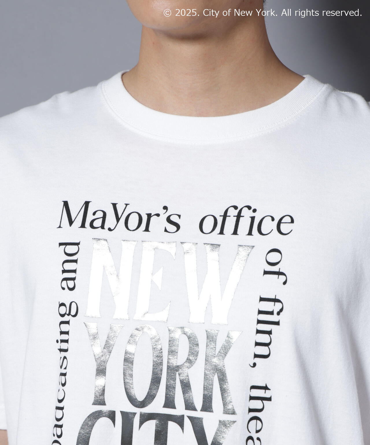 別注GOOD ROCK SPEED NYC シルバー箔プリントTシャツ