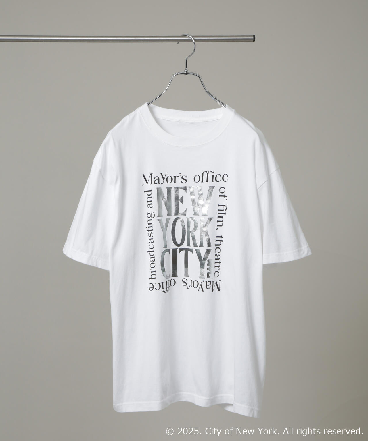 別注GOOD ROCK SPEED NYC シルバー箔プリントTシャツ