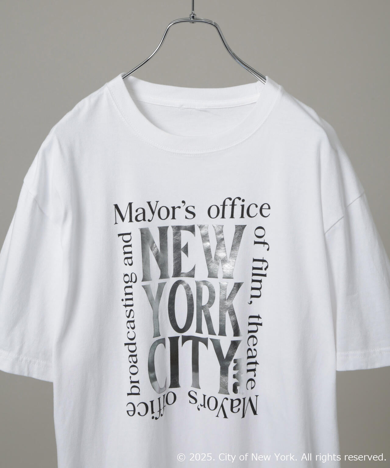 別注GOOD ROCK SPEED NYC シルバー箔プリントTシャツ