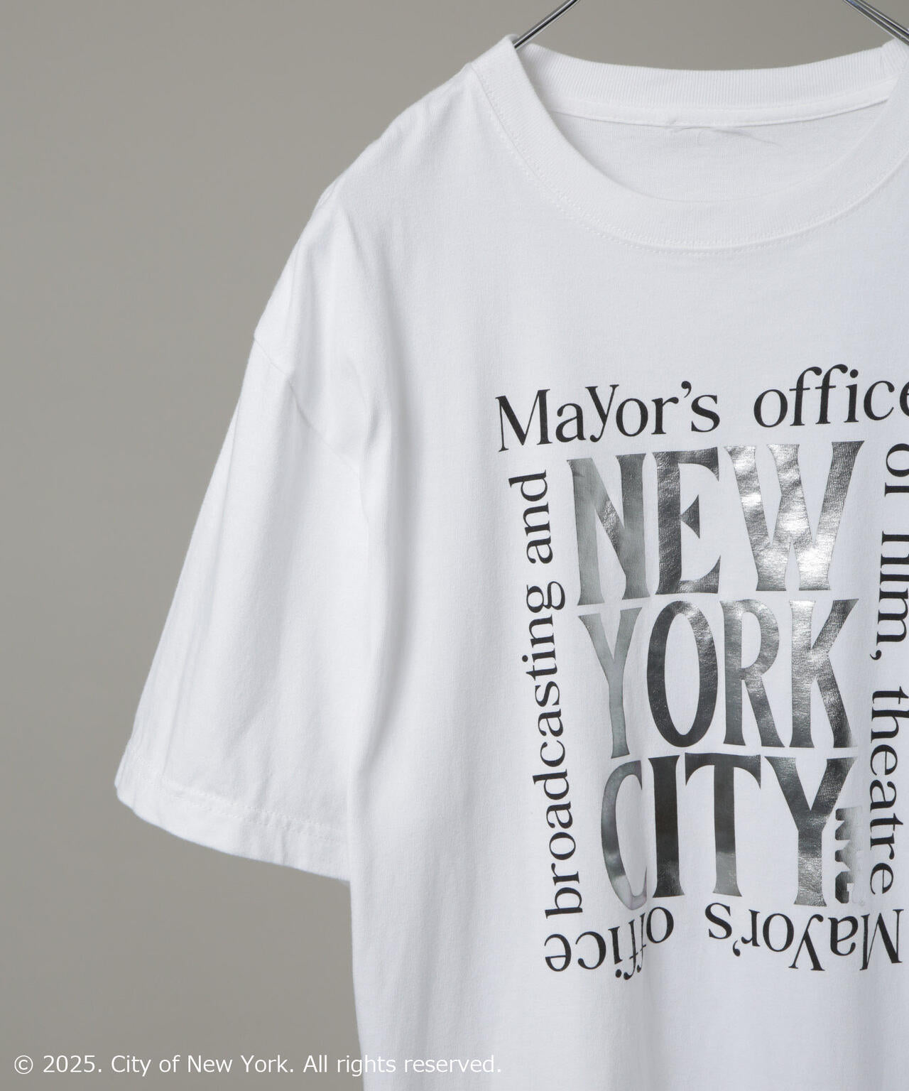 別注GOOD ROCK SPEED NYC シルバー箔プリントTシャツ