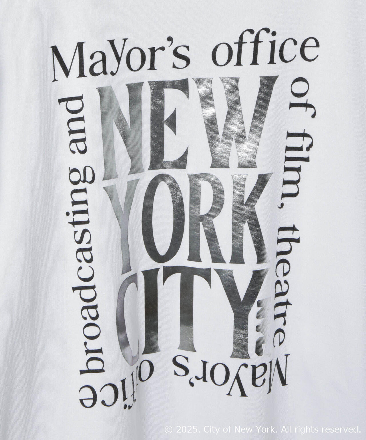 別注GOOD ROCK SPEED NYC シルバー箔プリントTシャツ