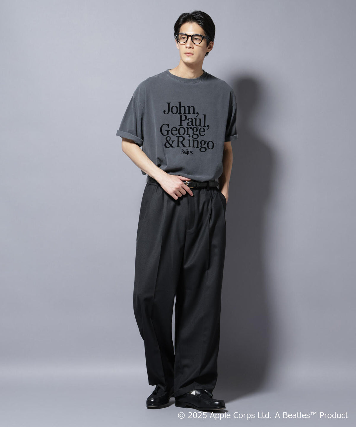 別注GOOD ROCK SPEED BEATLES フロッキープリントTシャツ