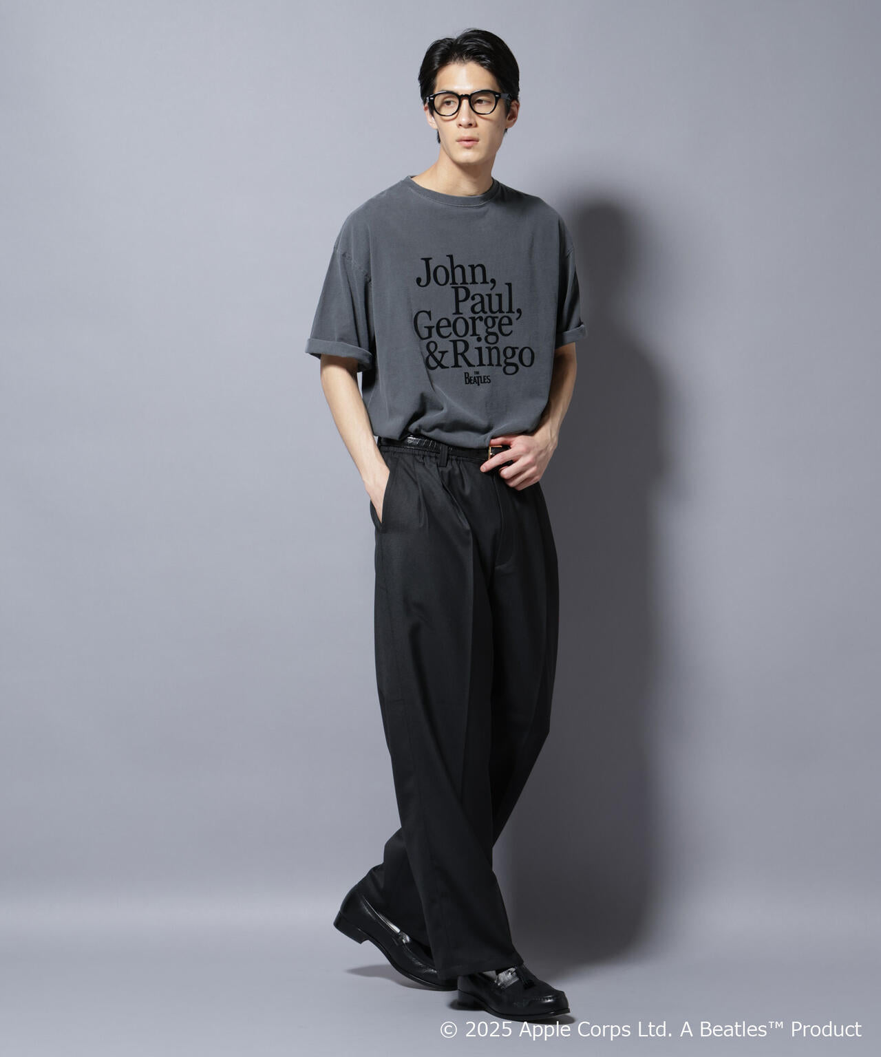 別注GOOD ROCK SPEED BEATLES フロッキープリントTシャツ