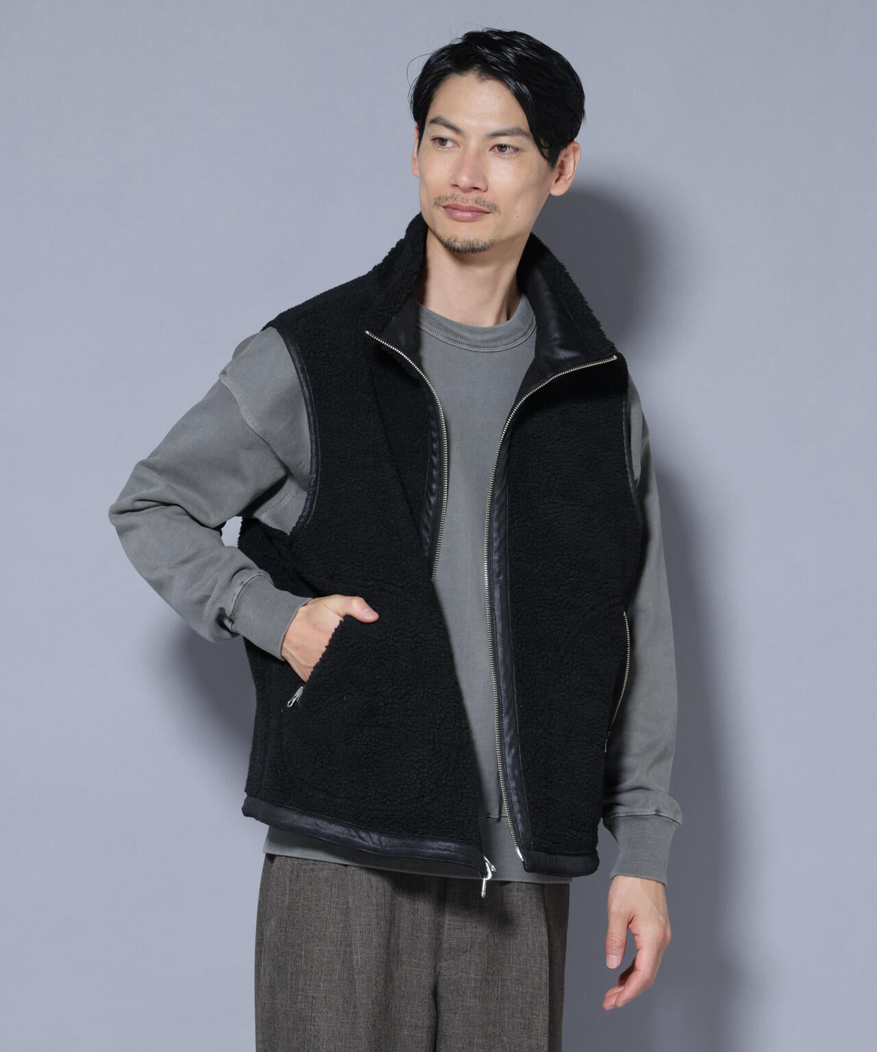 クラックフェイクムートンリバーシブルベスト