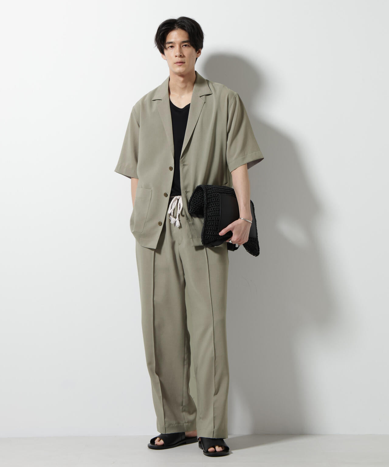 メランジドライイージーテーパードパンツ(セットアップ可)