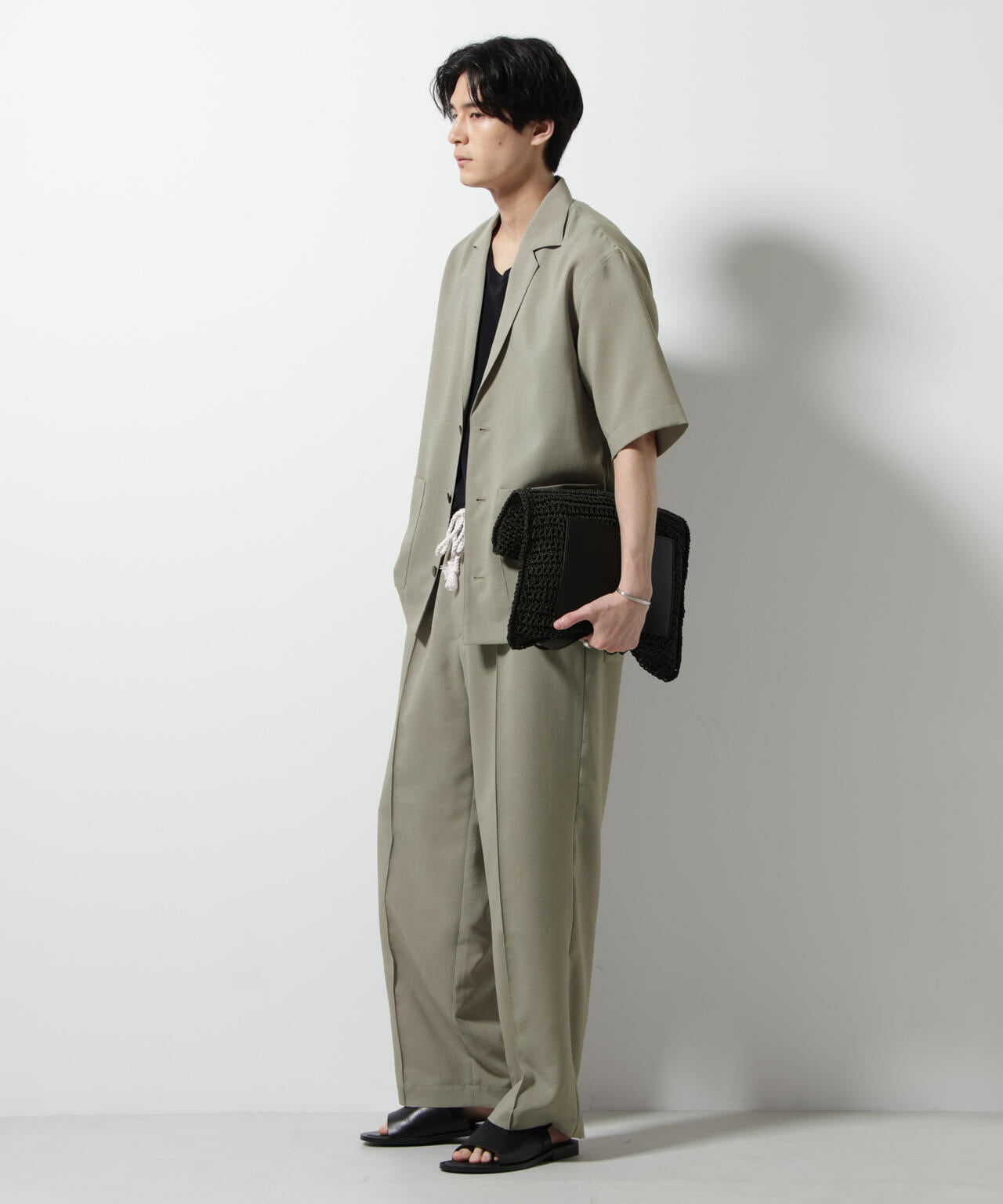 メランジドライイージーテーパードパンツ(セットアップ可)