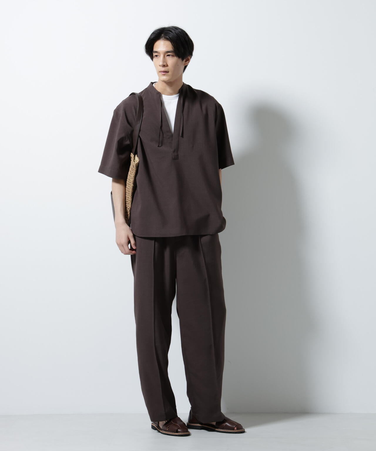 メランジドライイージーテーパードパンツ(セットアップ可)