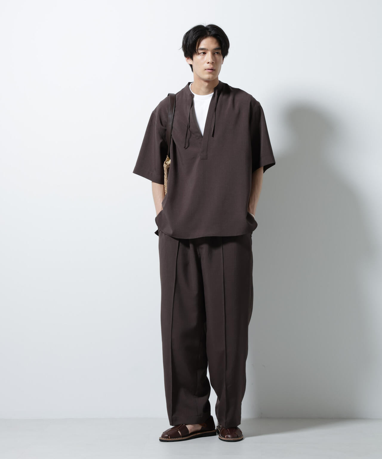 メランジドライイージーテーパードパンツ(セットアップ可)