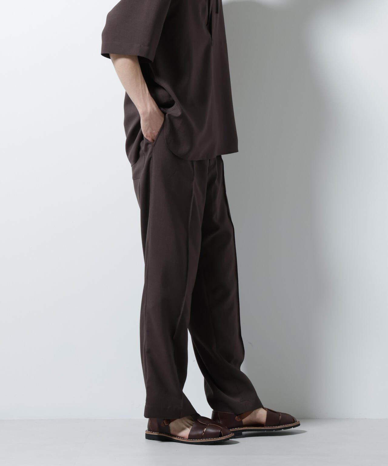 メランジドライイージーテーパードパンツ(セットアップ可)