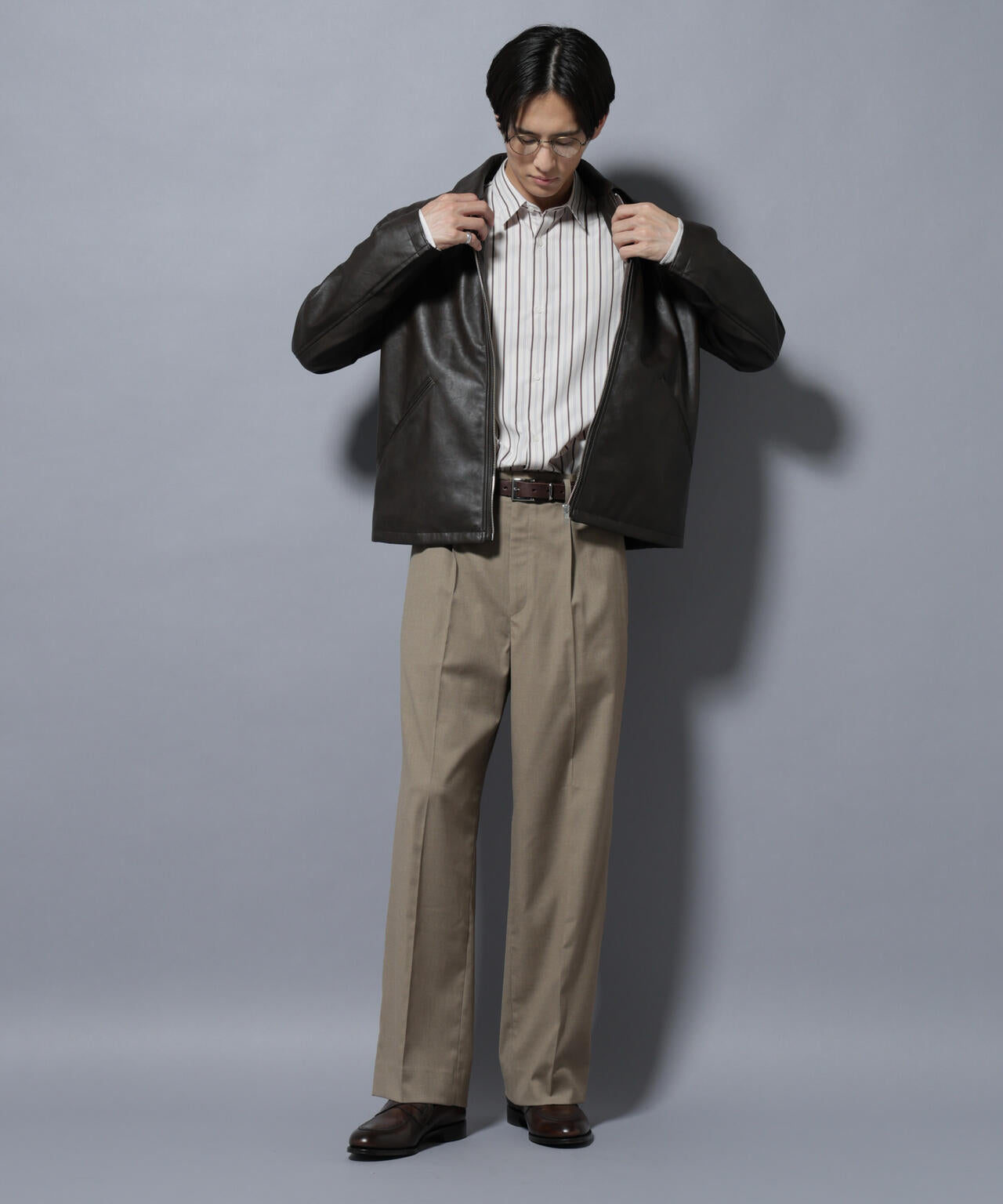 DELEGANTEエアリーサキソニー/CHK/ST ストレートFITパンツ(セットアップ可)