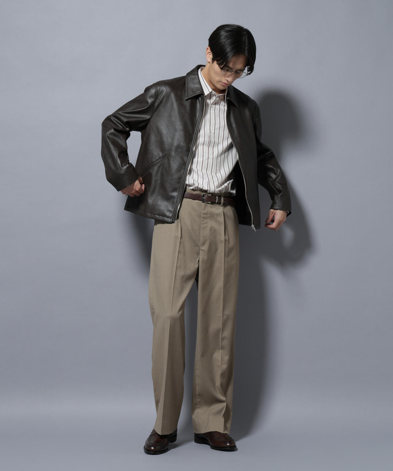 DELEGANTEエアリーサキソニー/CHK/ST ストレートFITパンツ(セットアップ可)