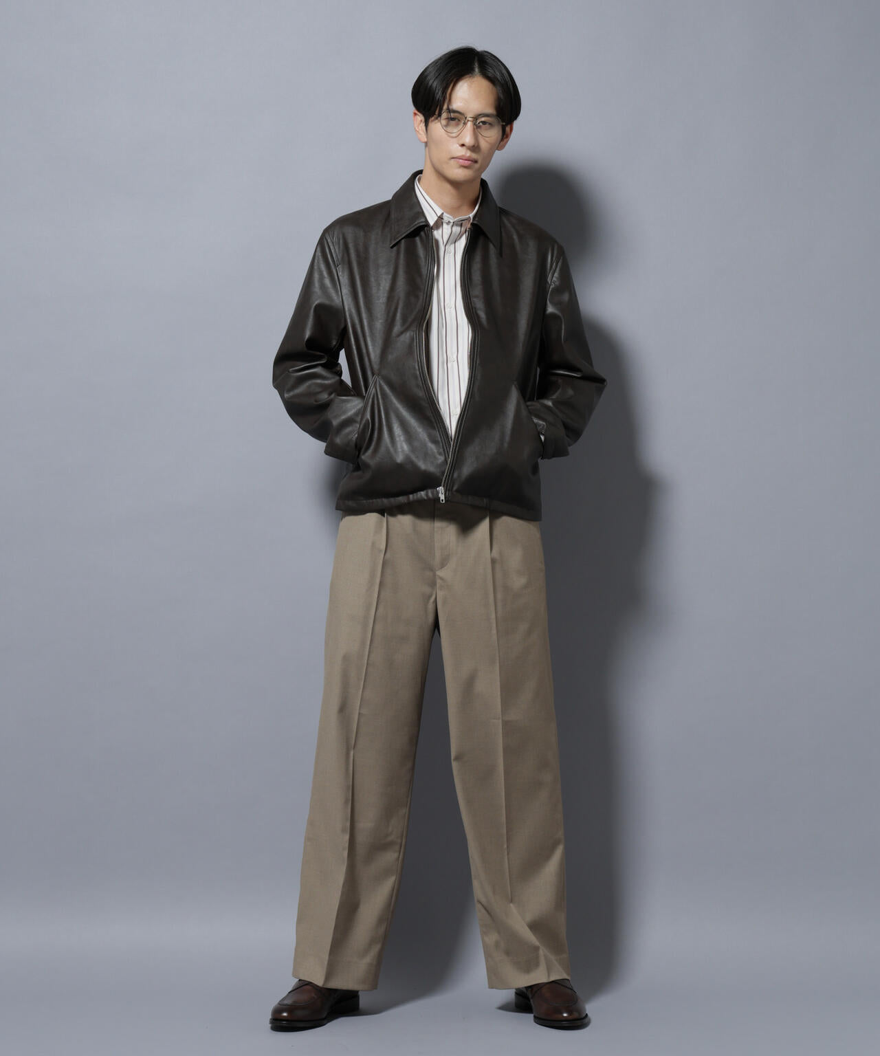 DELEGANTEエアリーサキソニー/CHK/ST ストレートFITパンツ(セットアップ可)