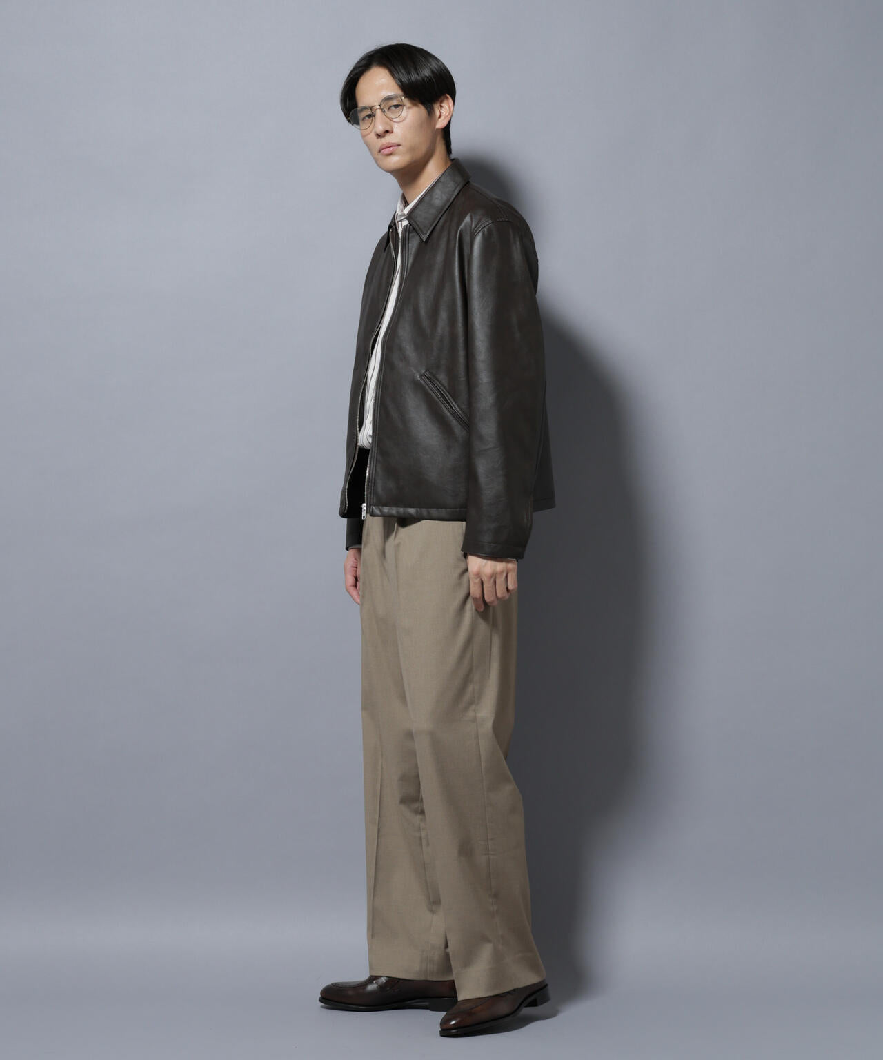 DELEGANTEエアリーサキソニー/CHK/ST ストレートFITパンツ(セットアップ可)