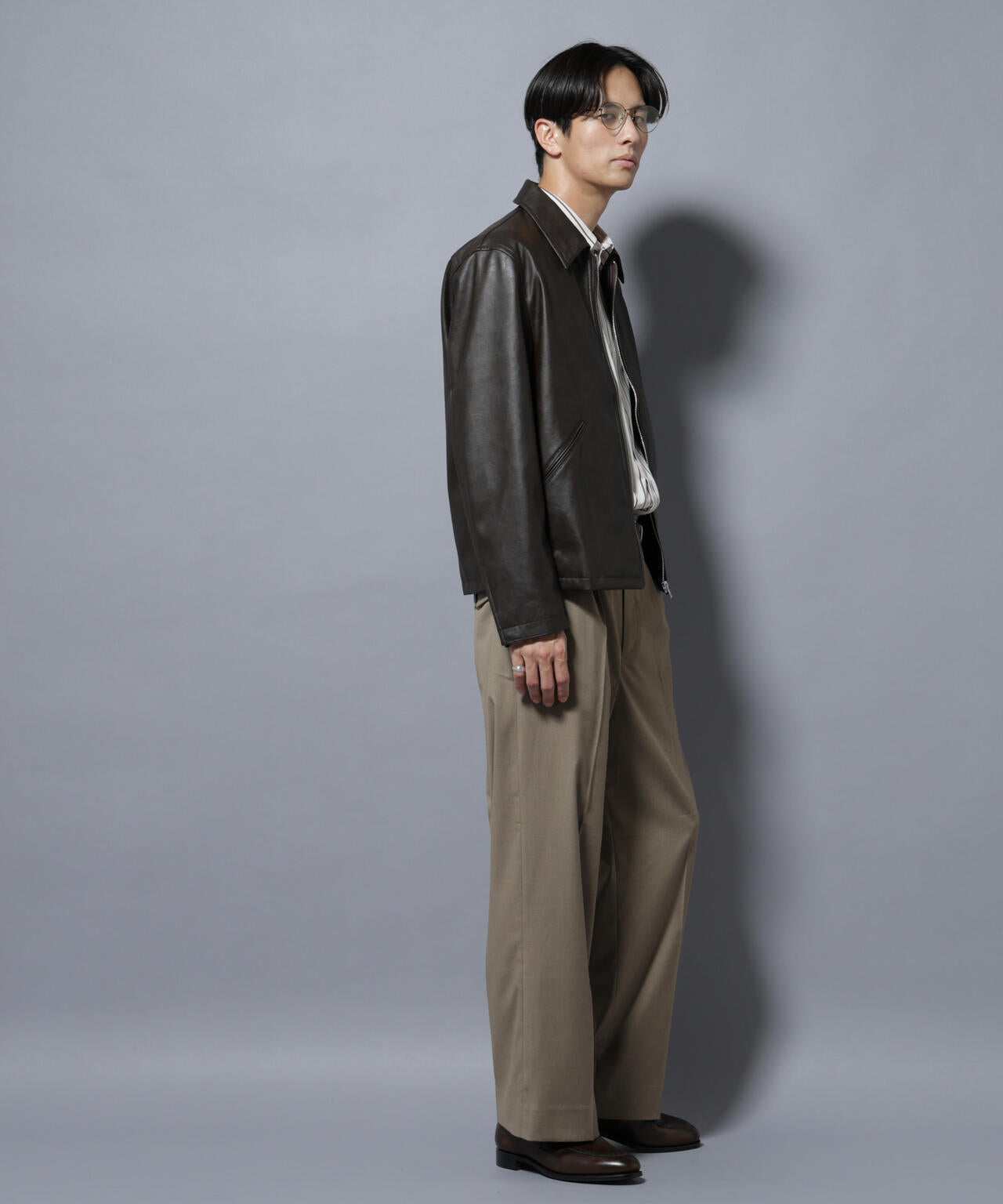 DELEGANTEエアリーサキソニー/CHK/ST ストレートFITパンツ(セットアップ可)