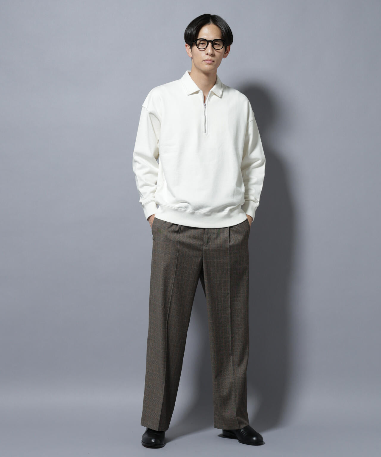 DELEGANTEエアリーサキソニー/CHK/ST ストレートFITパンツ(セットアップ可)