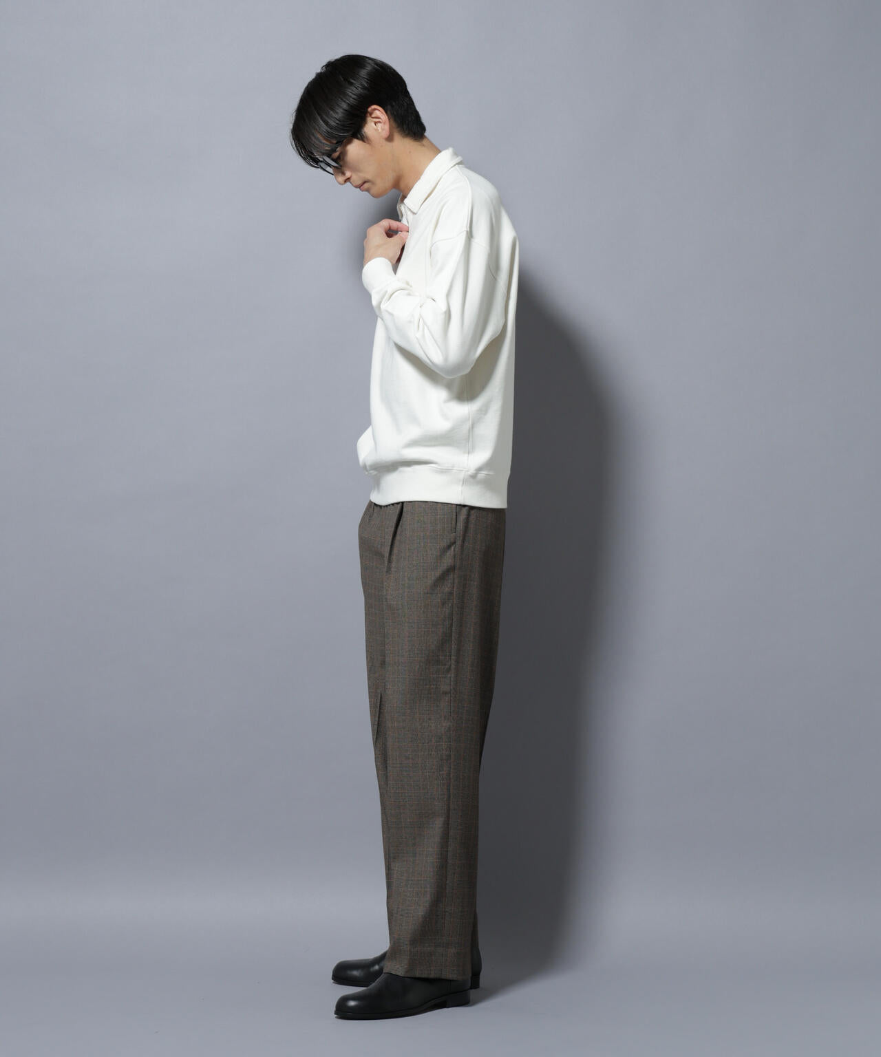 DELEGANTEエアリーサキソニー/CHK/ST ストレートFITパンツ(セットアップ可)