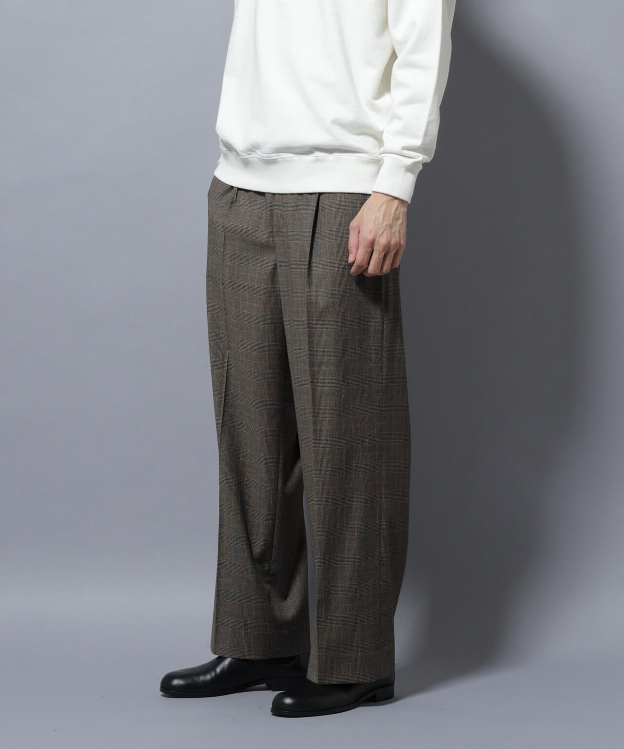 DELEGANTEエアリーサキソニー/CHK/ST ストレートFITパンツ(セットアップ可)