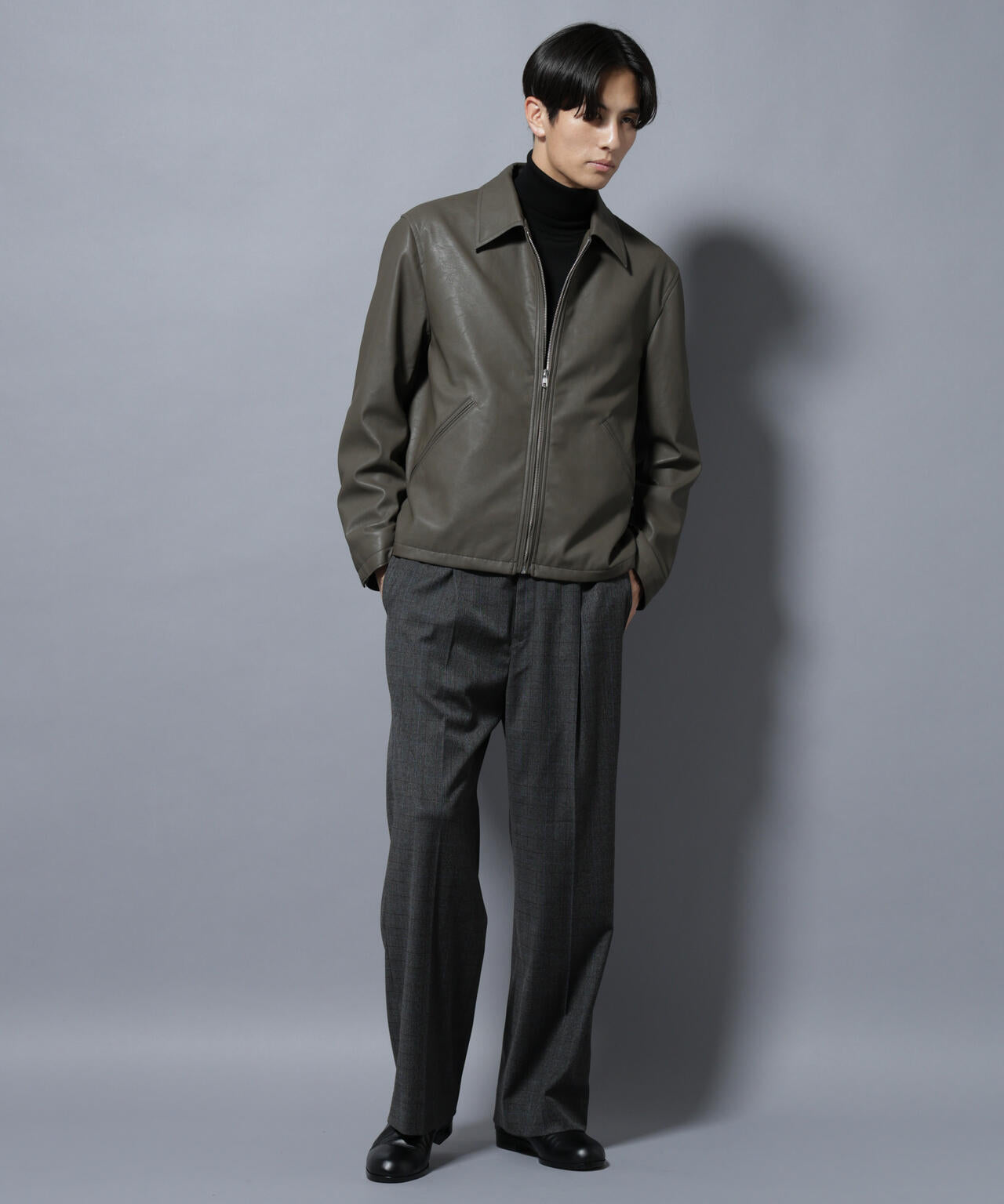 DELEGANTEエアリーサキソニー/CHK/ST ストレートFITパンツ(セットアップ可)