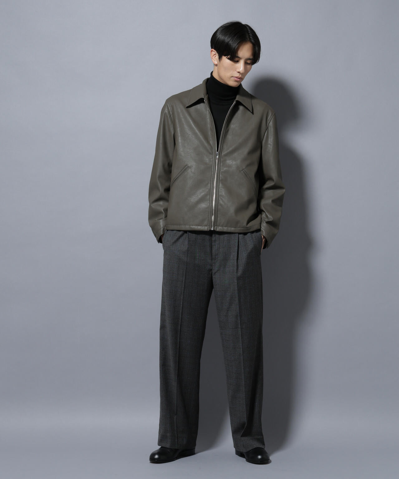 DELEGANTEエアリーサキソニー/CHK/ST ストレートFITパンツ(セットアップ可)