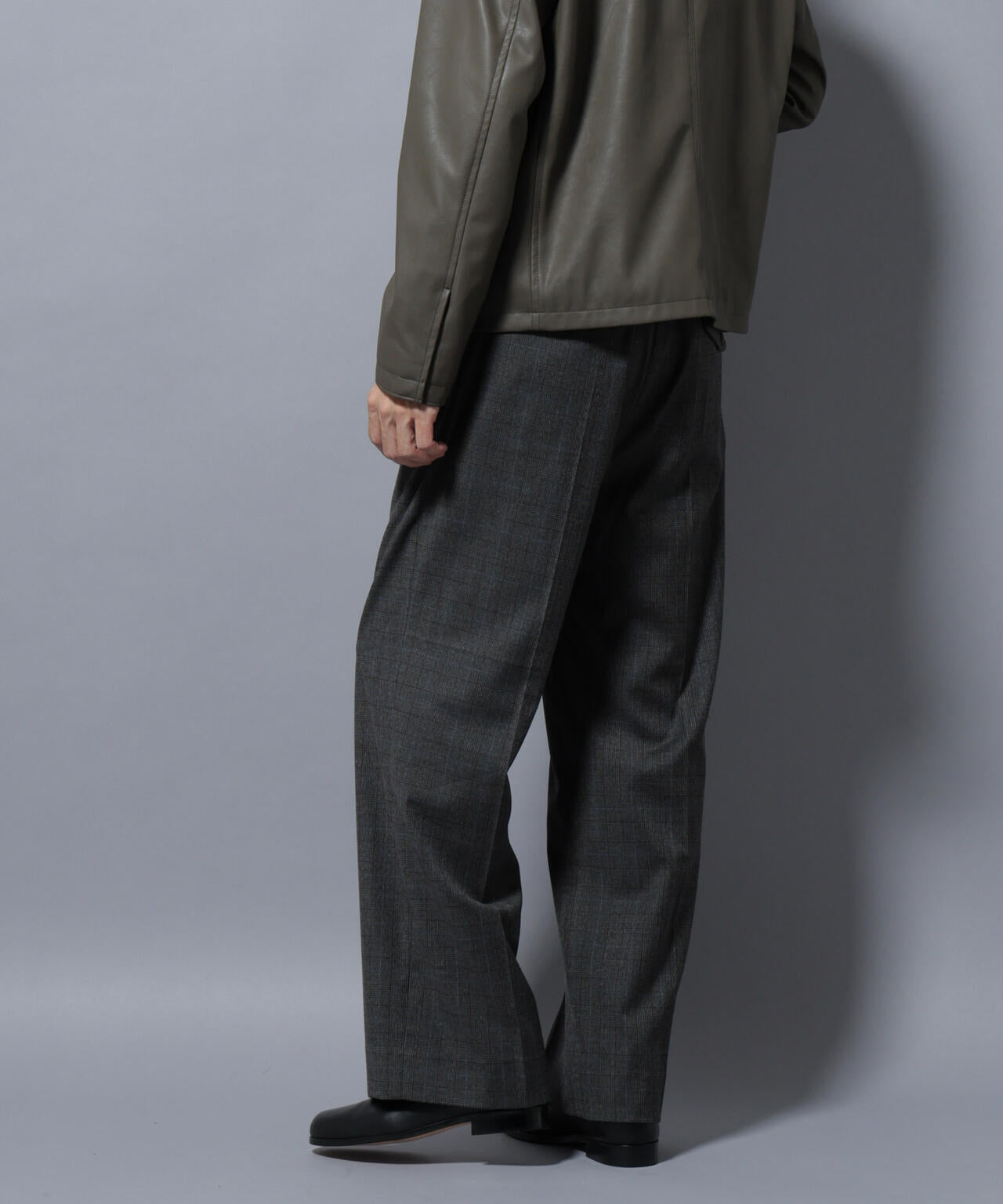 DELEGANTEエアリーサキソニー/CHK/ST ストレートFITパンツ(セットアップ可)