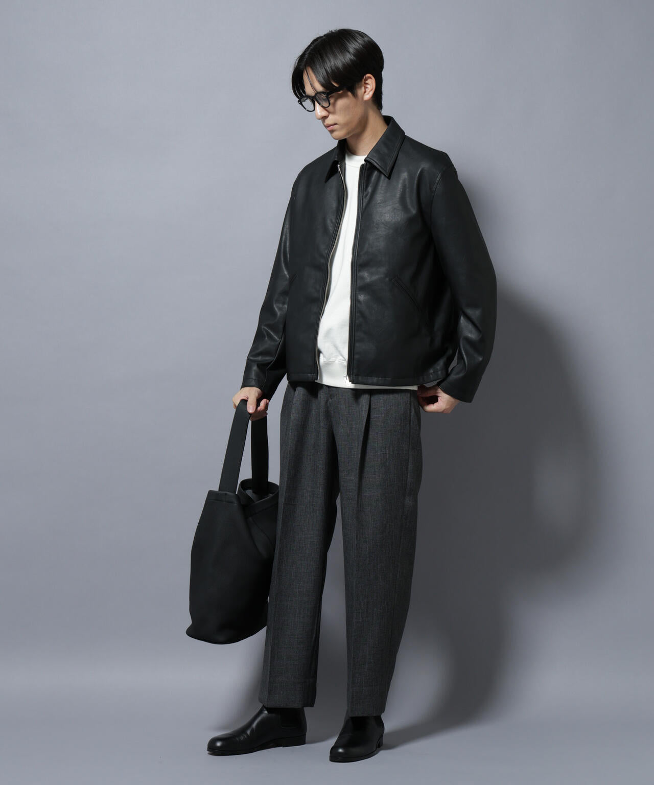 「大人のワイドパンツ」シャークスキンイージースラックス