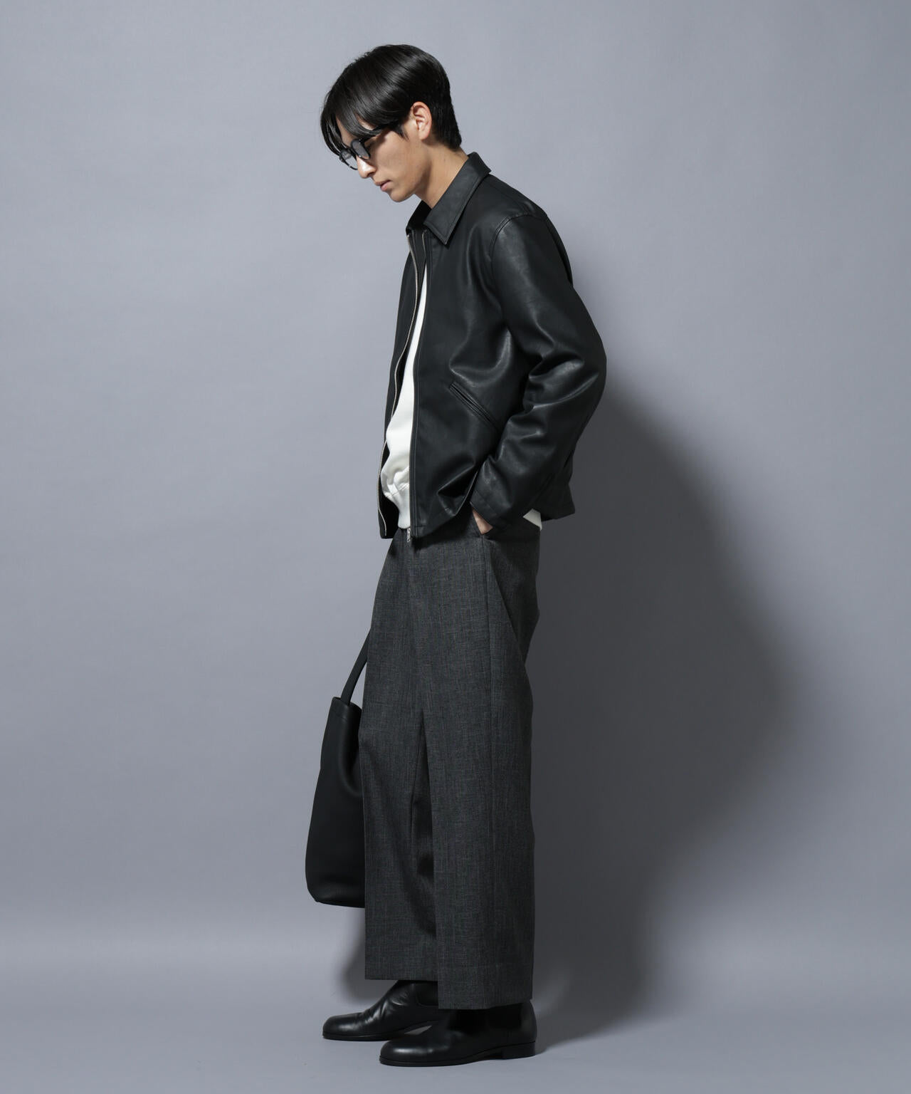 「大人のワイドパンツ」シャークスキンイージースラックス