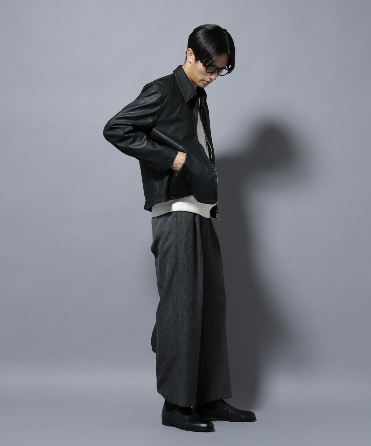 「大人のワイドパンツ」シャークスキンイージースラックス