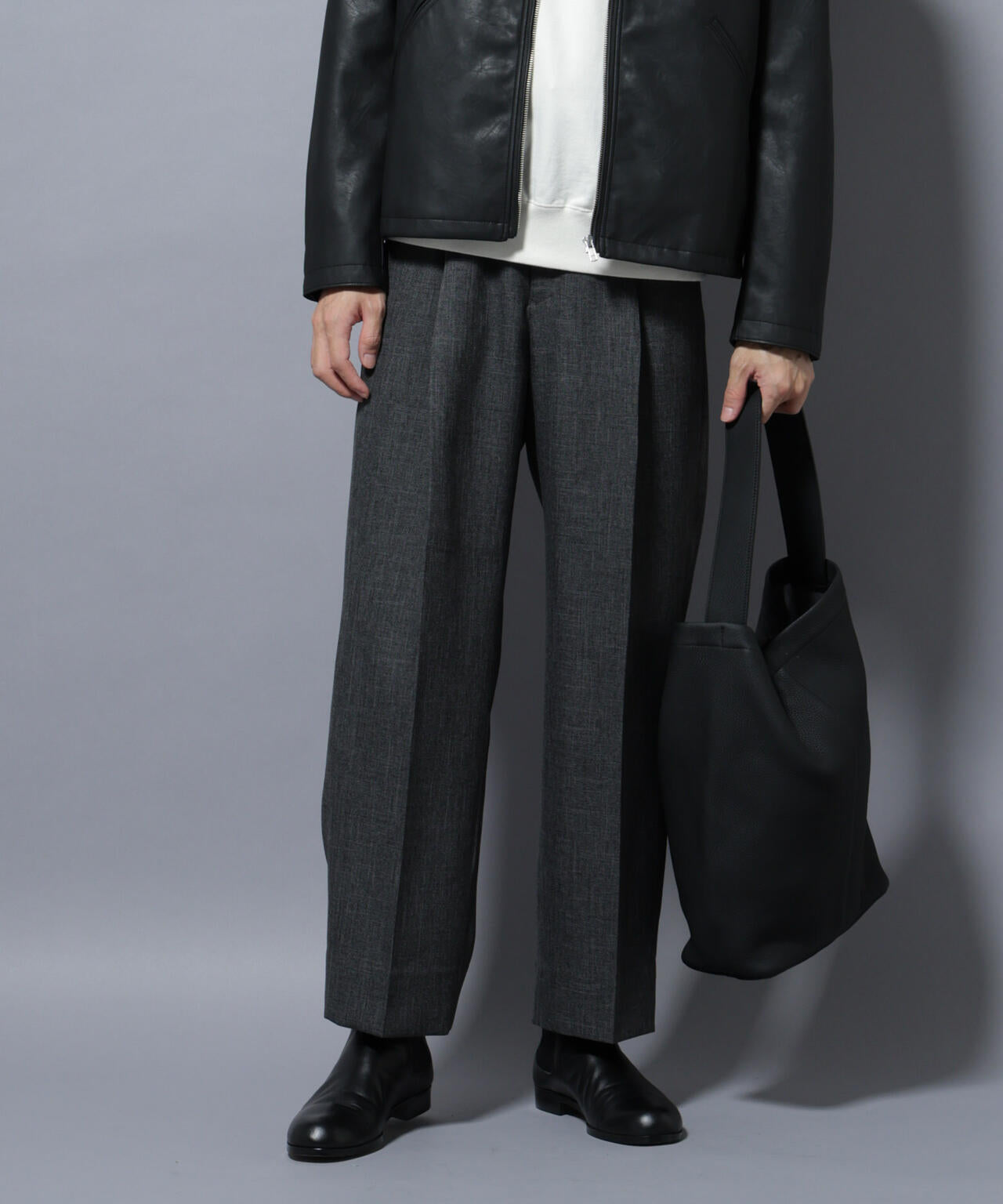 「大人のワイドパンツ」シャークスキンイージースラックス