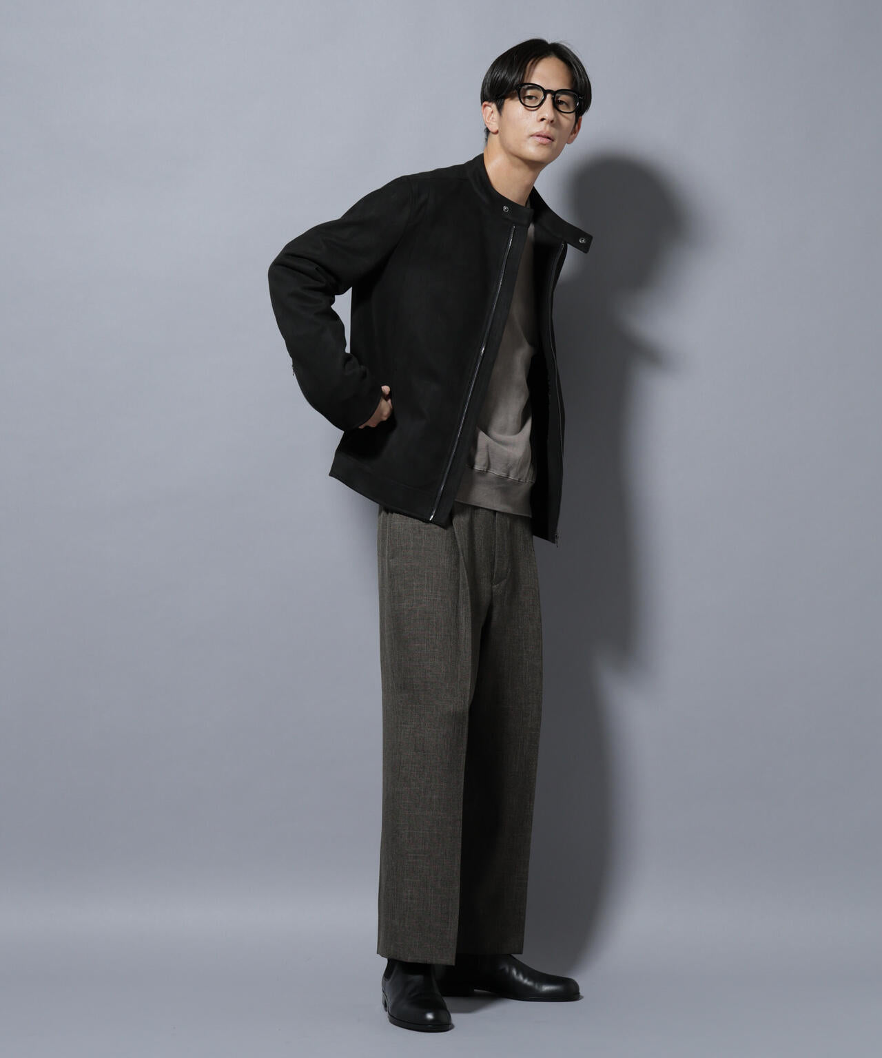 「大人のワイドパンツ」シャークスキンイージースラックス