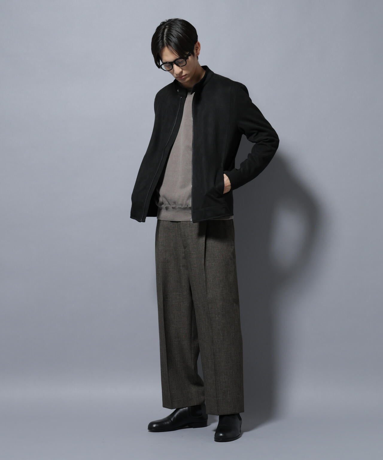 「大人のワイドパンツ」シャークスキンイージースラックス