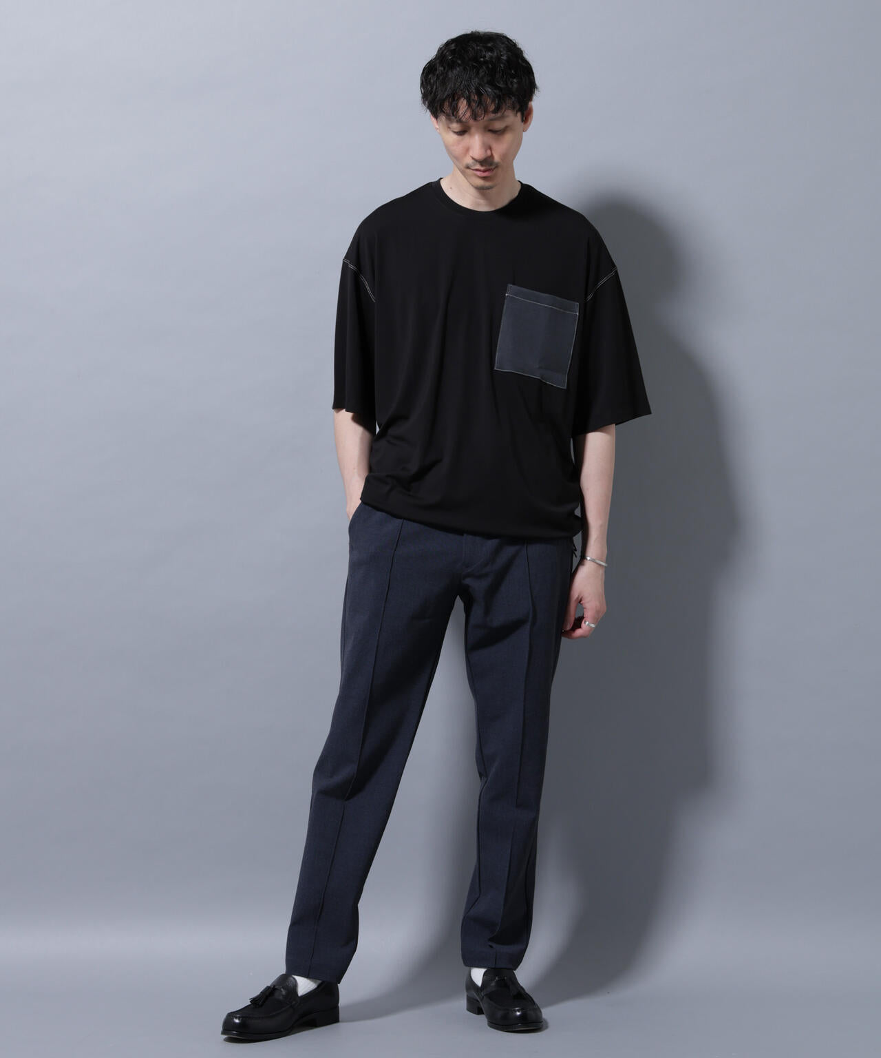 サイドリブストレッチイージーパンツ