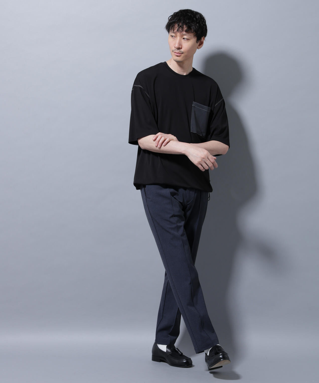 サイドリブストレッチイージーパンツ