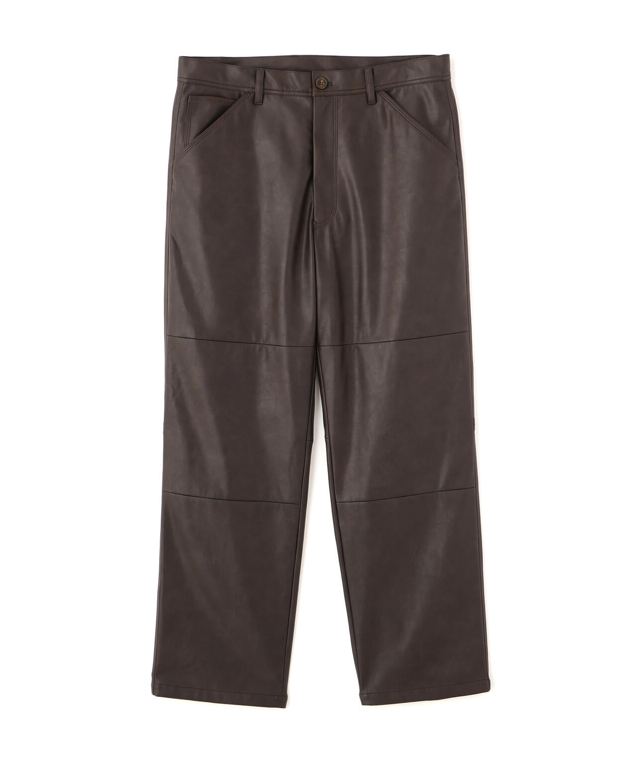 ヴィンテージライクフェイクレザー ダブルニーテーパードパンツ