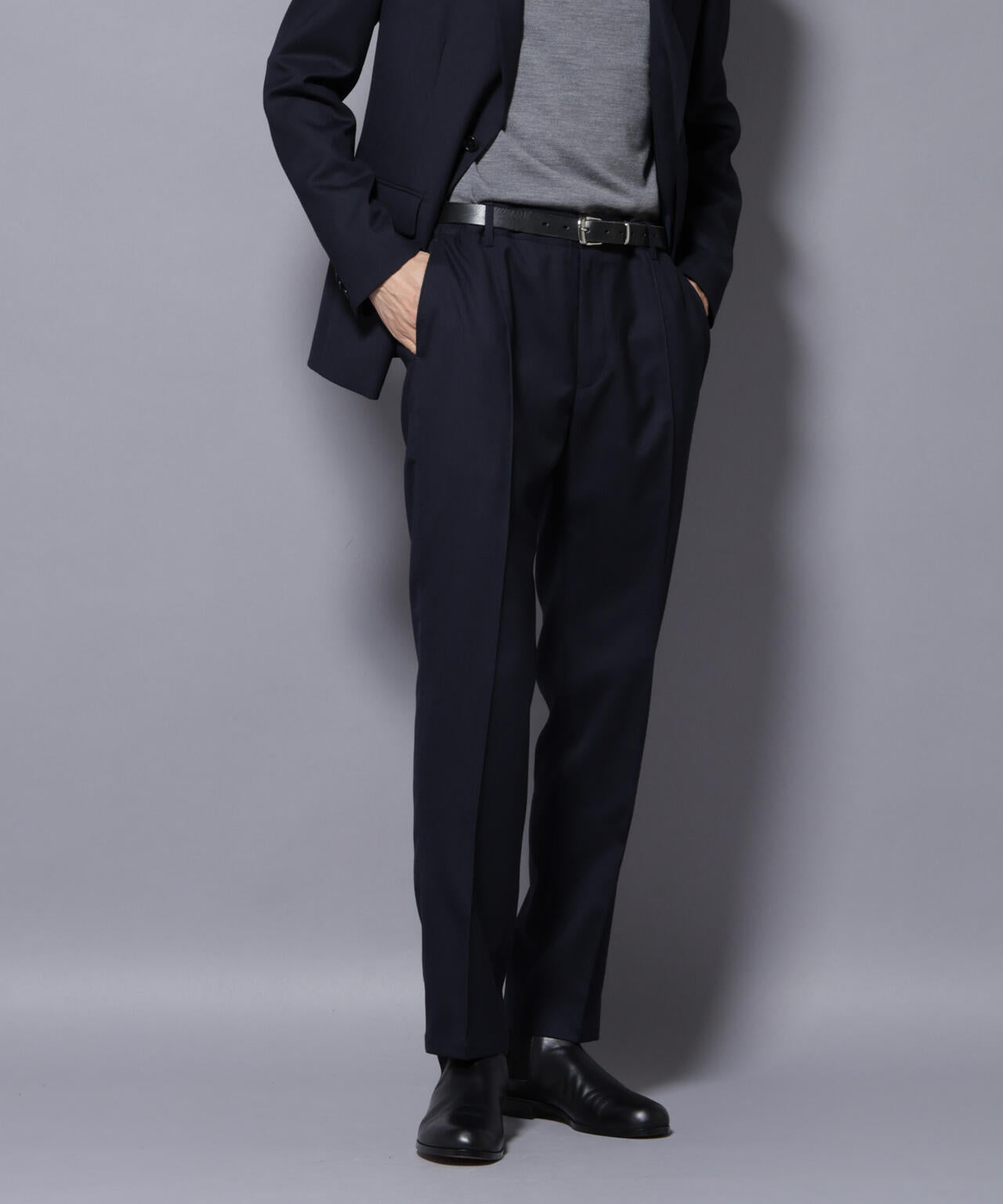 「N TROUSERS PREMIUM」RENU(R)ウール混洗えるサキソニーパンツ(セットアップ可)