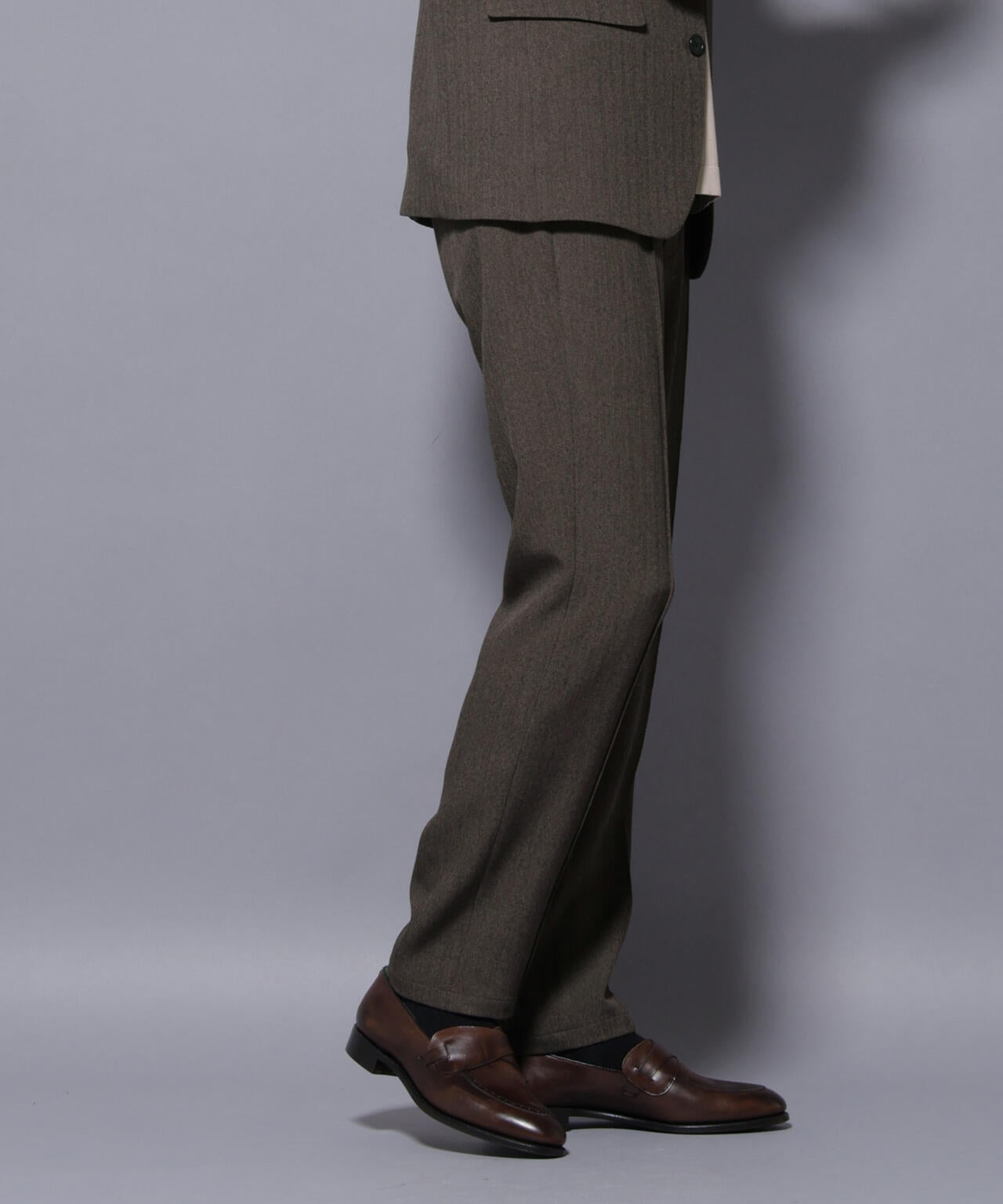 「N TROUSERS BASIC」 洗えるMIXツイードストレッチパンツ(セットアップ可)