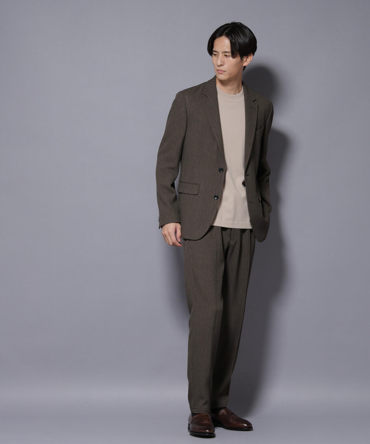 「N TROUSERS BASIC」 洗えるMIXツイードストレッチパンツ(セットアップ可)