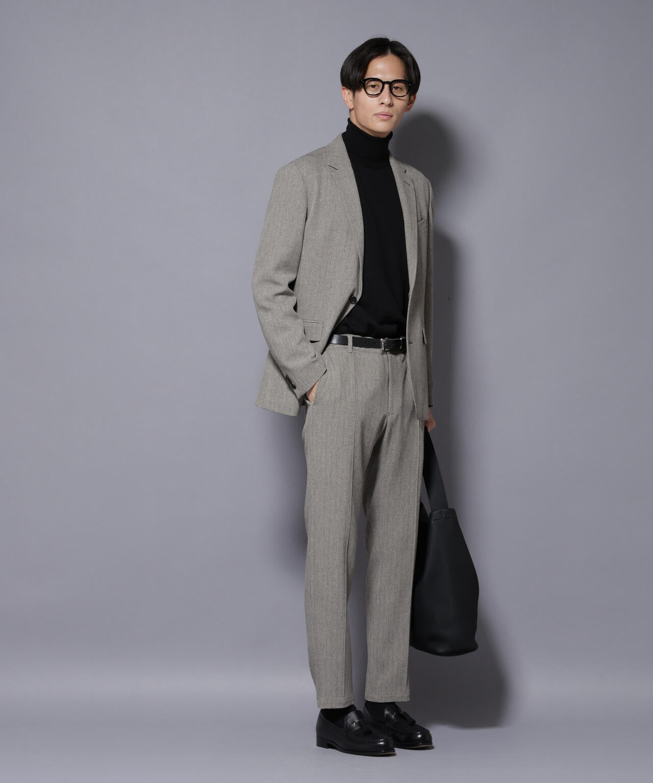 「N TROUSERS BASIC」 洗えるMIXツイードストレッチパンツ(セットアップ可)