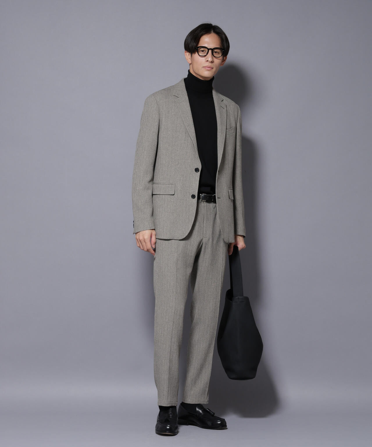 「N TROUSERS BASIC」 洗えるMIXツイードストレッチパンツ(セットアップ可)