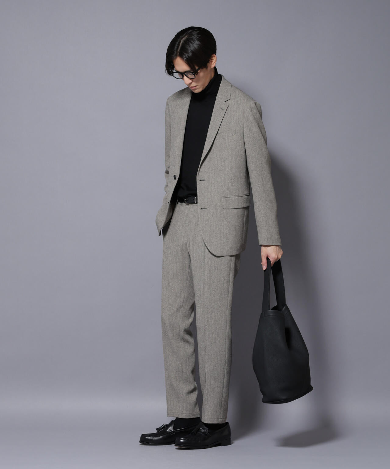 「N TROUSERS BASIC」 洗えるMIXツイードストレッチパンツ(セットアップ可)