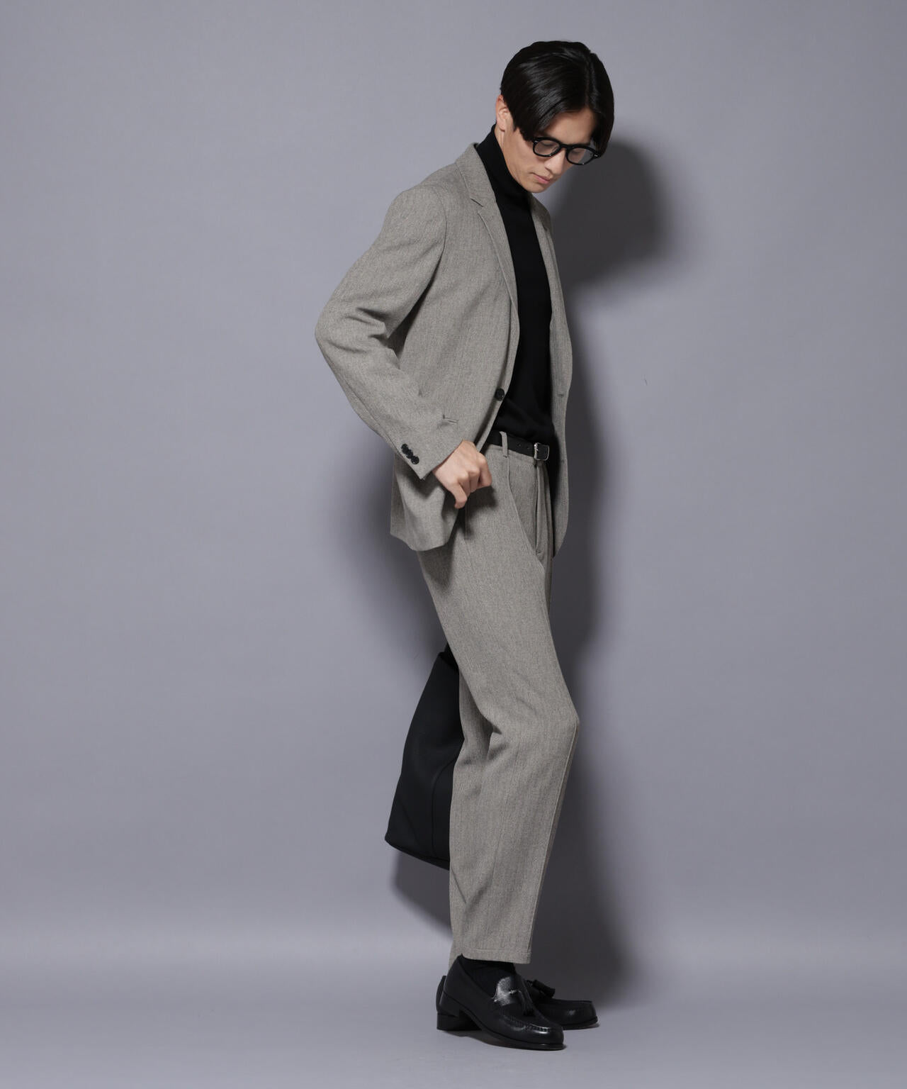 「N TROUSERS BASIC」 洗えるMIXツイードストレッチパンツ(セットアップ可)