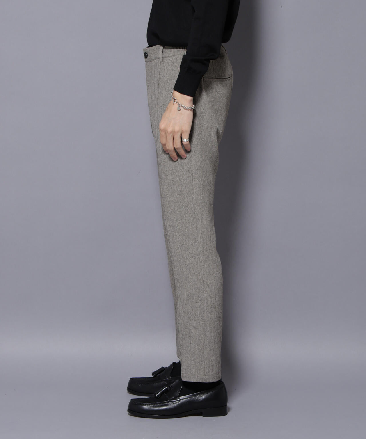 「N TROUSERS BASIC」 洗えるMIXツイードストレッチパンツ(セットアップ可)