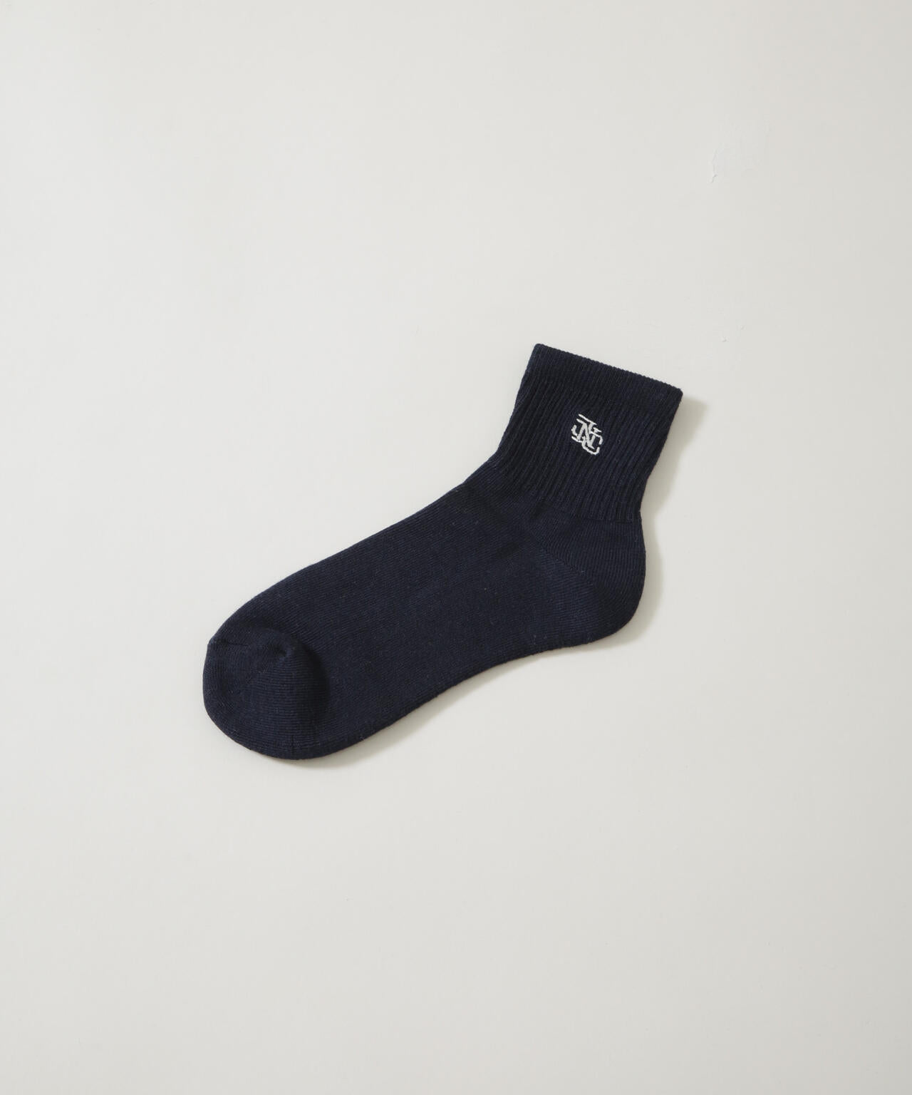 「NJ/CLUB」 クォーターリブロゴ刺繍ソックス