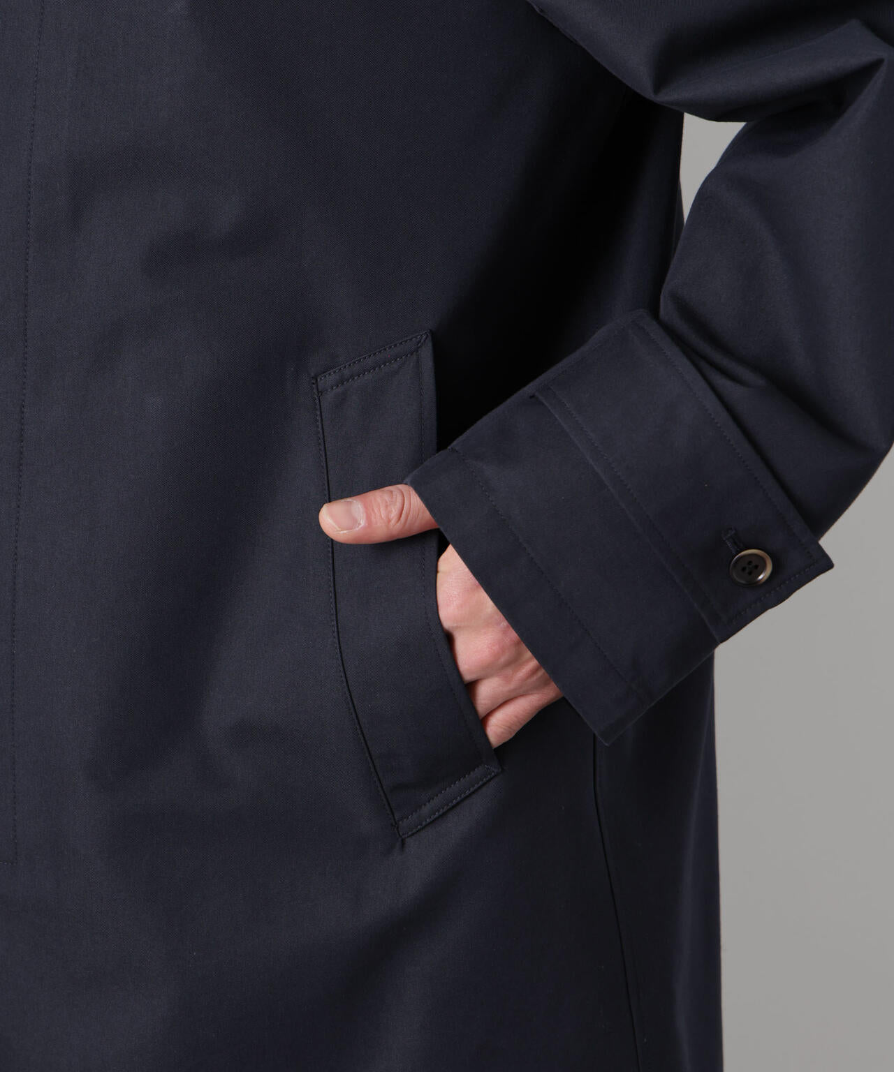 フーデッドステンカラーコート「WARP PRINT」ライニング