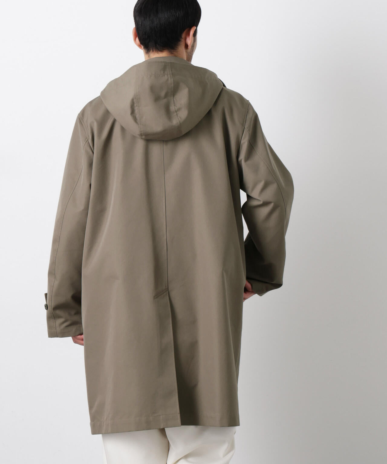 フーデッドステンカラーコート「WARP PRINT」ライニング