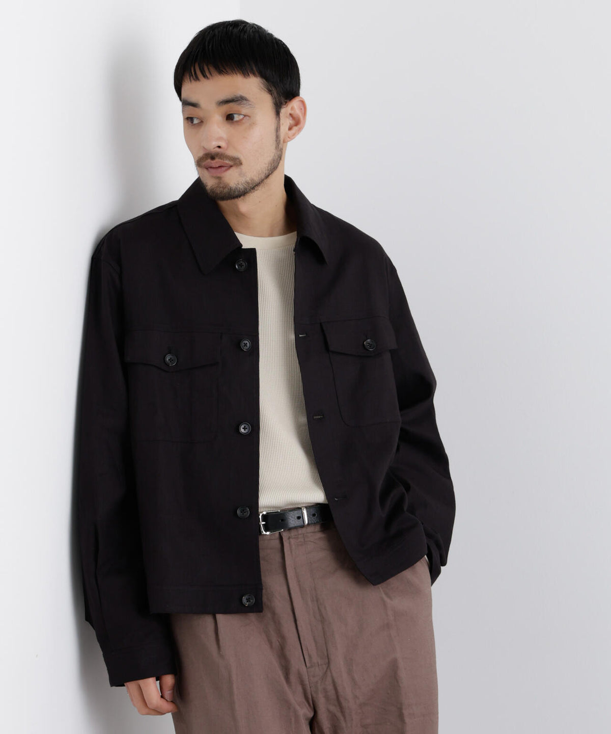 「FRENCH LINEN」リネンコットンシャツブルゾン