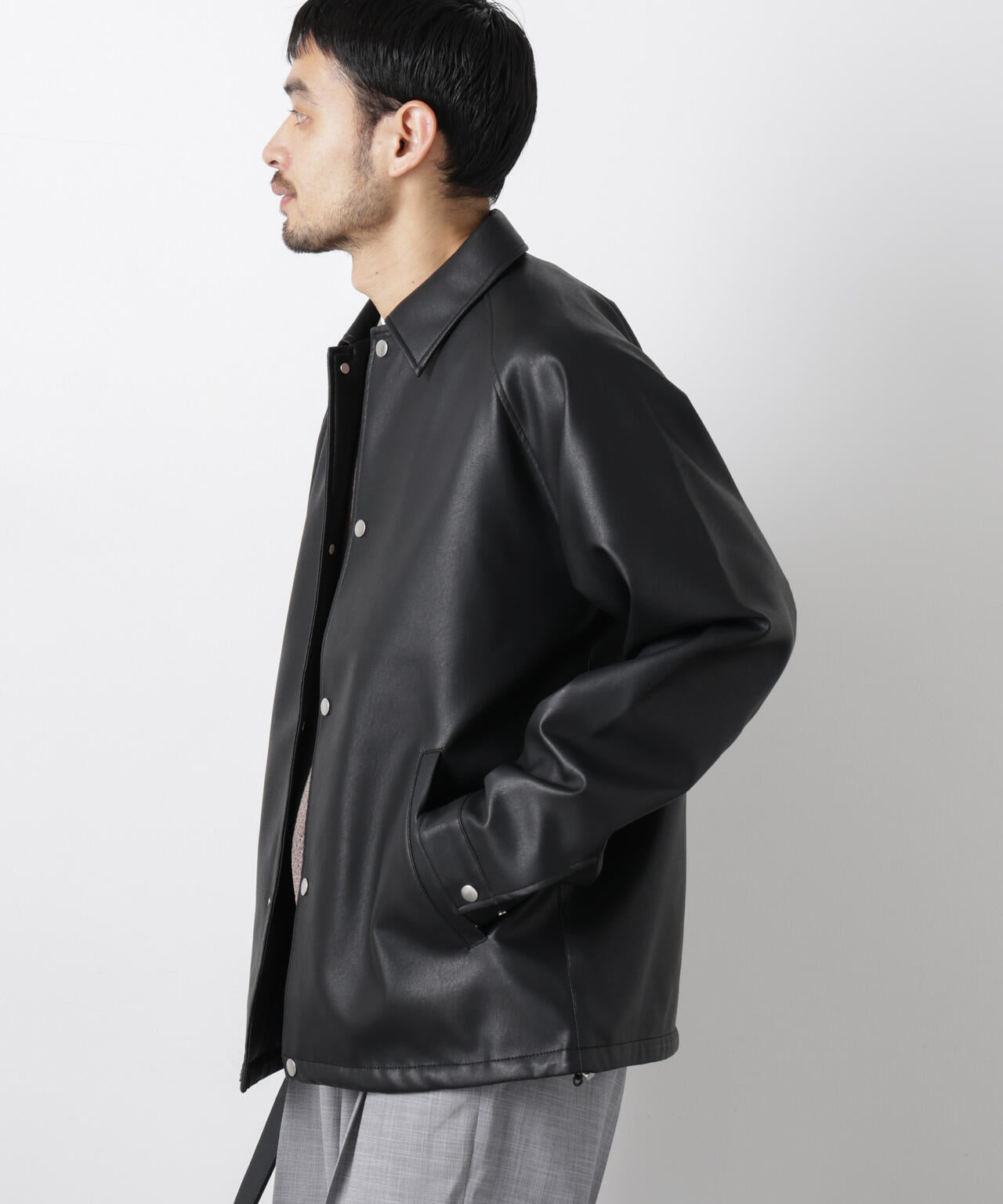 フェイクレザーリラックスコーチジャケット