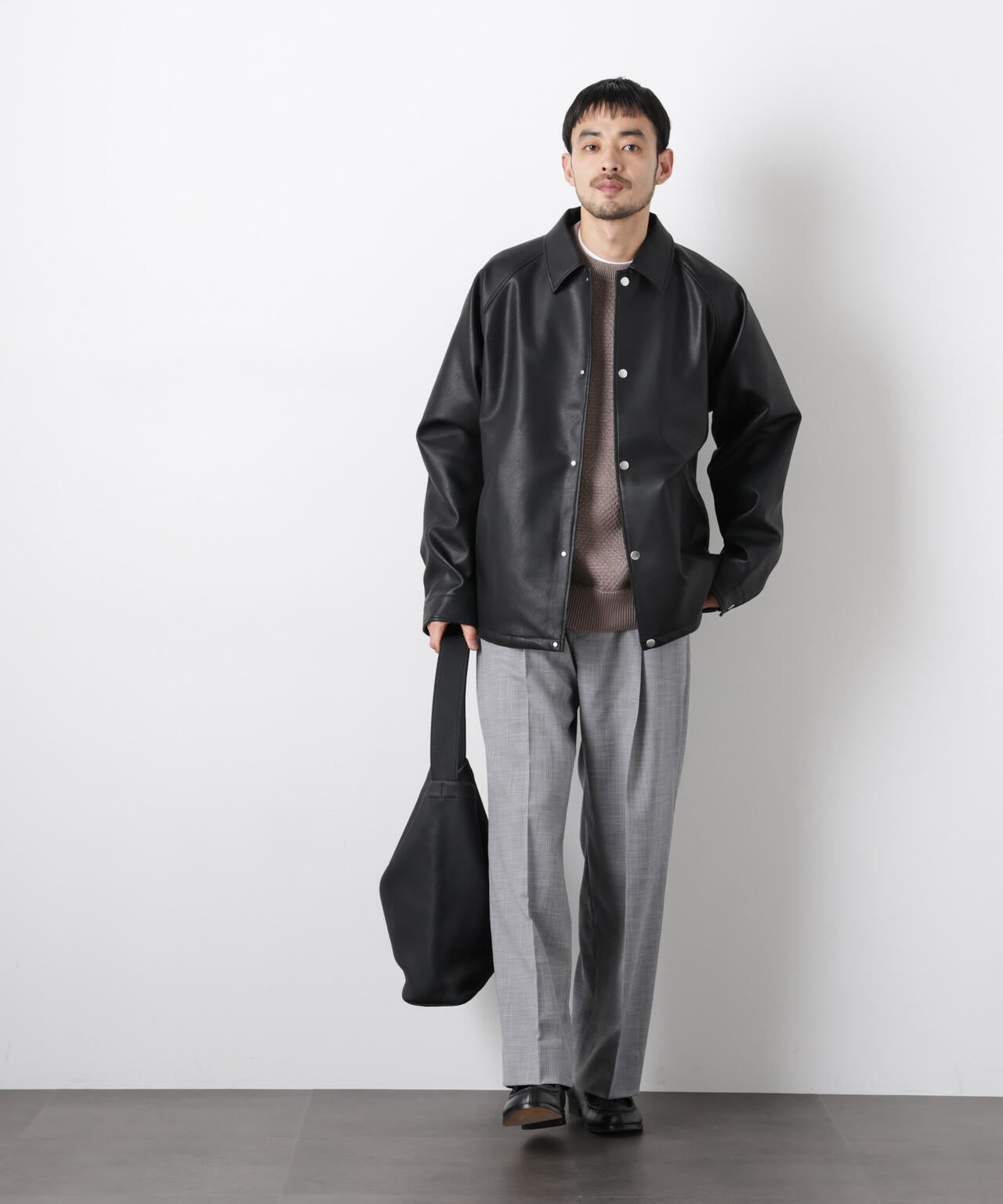 フェイクレザーリラックスコーチジャケット