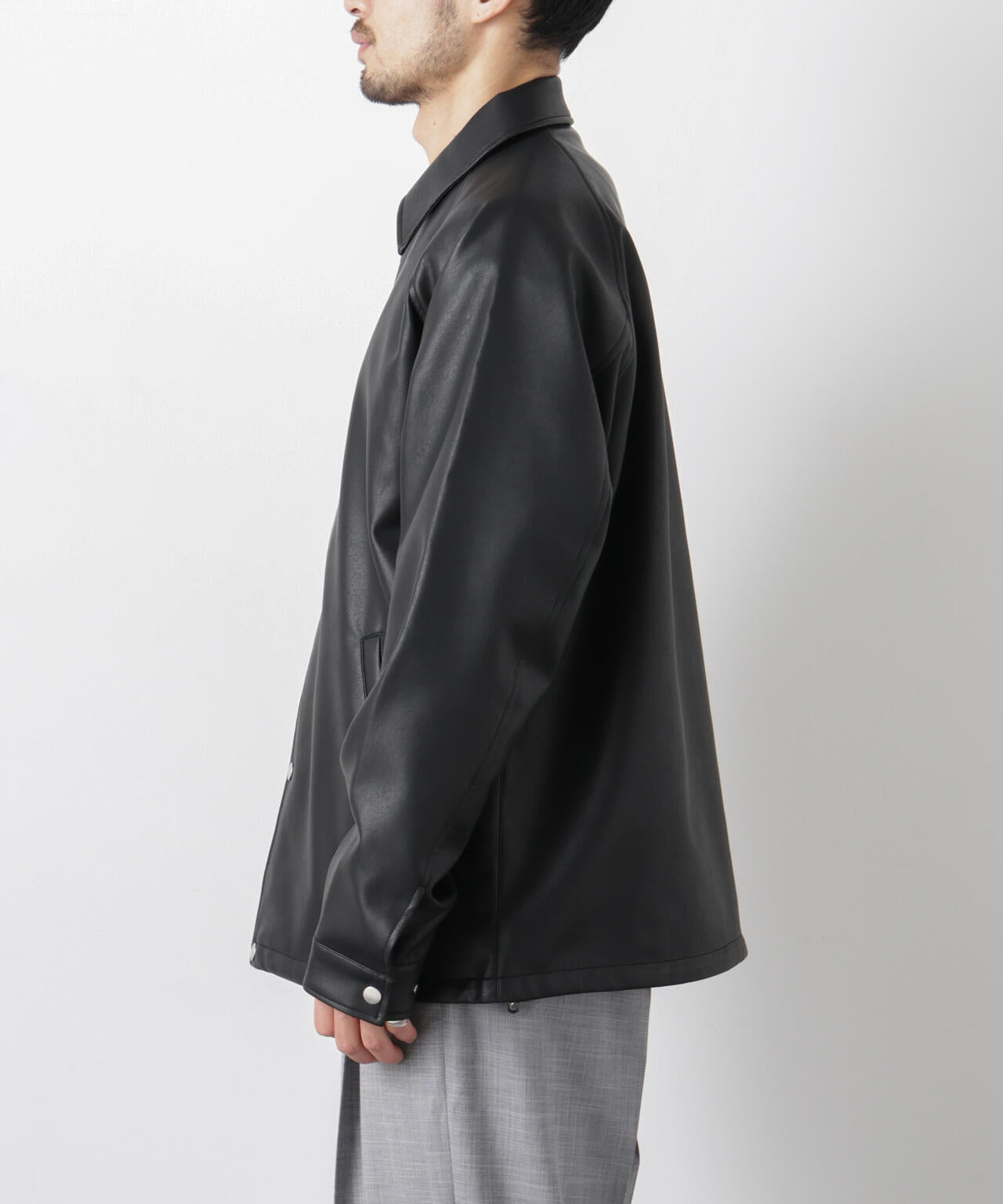 フェイクレザーリラックスコーチジャケット