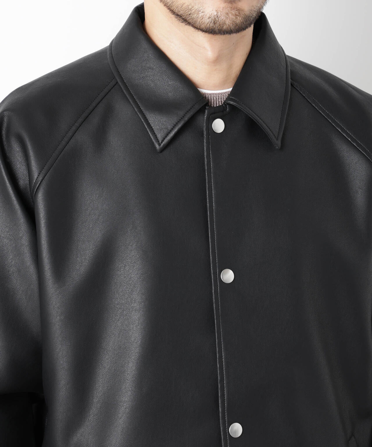 フェイクレザーリラックスコーチジャケット