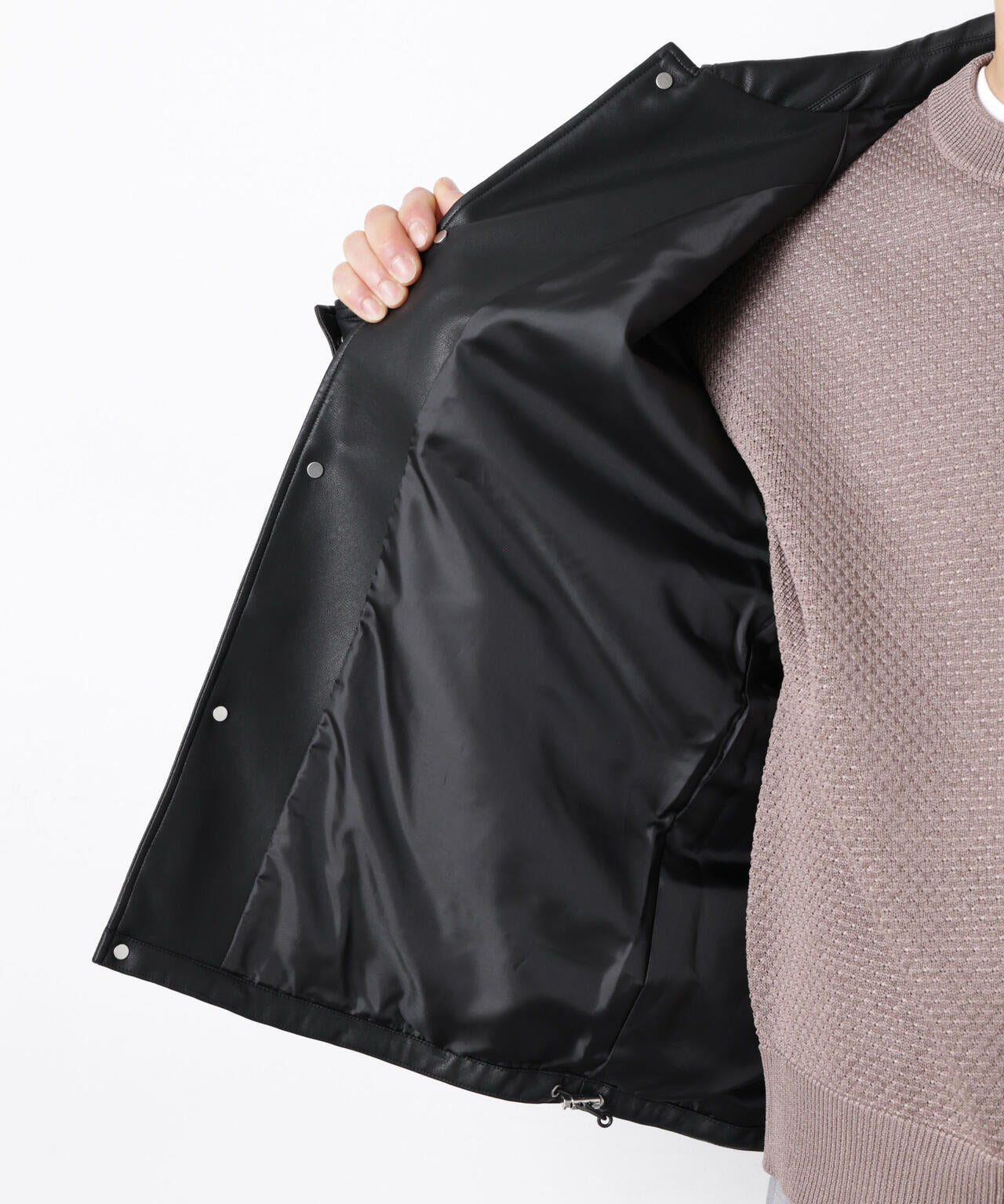 フェイクレザーリラックスコーチジャケット